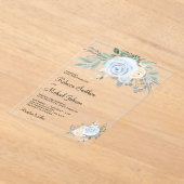 Dusty Blue Ivory Floral Wedding Acryl Uitnodigingen (Laagn)