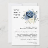 Dusty Blue Ivory Floral Weekend Evenementen Progra Kaart (Voorkant)