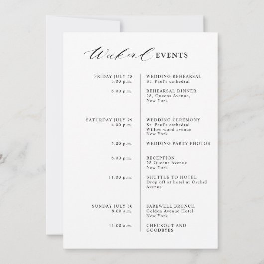 Dusty Blue Ivory Floral Weekend Events Programme (Dos)