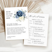 Dusty Blue Ivory Floral Weekend Events Programme