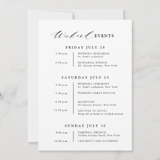 Dusty Blue Ivory Floral Weekend Events Programme (Dos)
