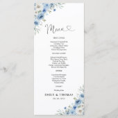 Dusty Blue Ivory Mariage Ceremony Menu (Devant)