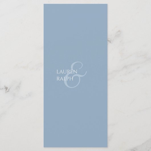 Dusty Blue & Ivory Monogrammed Mariage Menu (Dos)