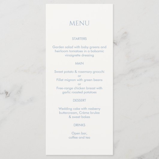 Dusty Blue & Ivory Monogrammed Mariage Menu (Devant)