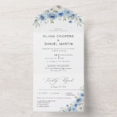 Dusty Blue Ivory tout en un Faire-part de mariage (À l'intérieur)