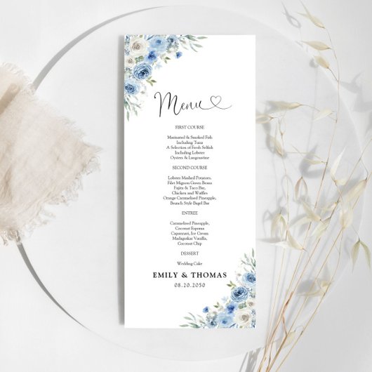 Dusty Blue Ivory Trouwceremonie Menu