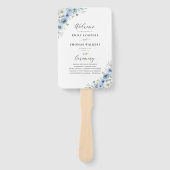 Dusty Blue Ivory Trouwprogramma Hand Fan Handwaaier (Voorkant)