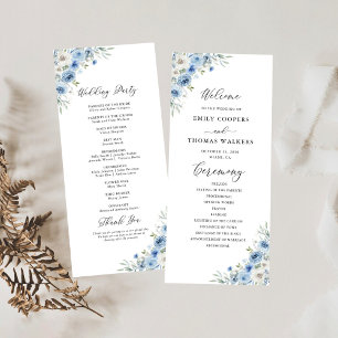 Dusty Blue Ivory Wedding Programme