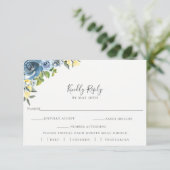 Dusty Blue Jaune Floral Wedding RSVP Meal Choice (Debout devant)