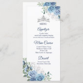 Dusty Blue Jurken Quinceañera Menu Kaart (Voorkant / Achterkant)