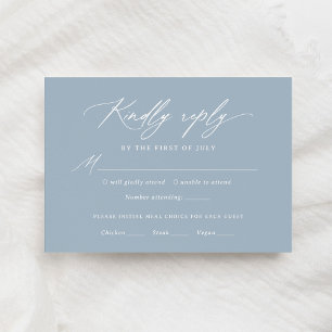 Dusty Blue Kalligrafie Bruiloft Menu RSVP-kaart