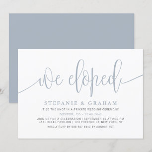 Dusty Blue Kalligrafie Wedding Elopement Kaart