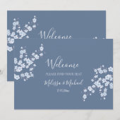 Dusty Blue Kersenbloesem | Stoelindeling Header Kaart (Voorkant / Achterkant)