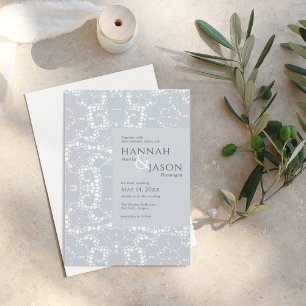 Dusty Blue Lace Wedding Invitation Kaart