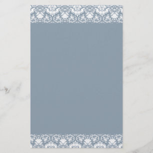Dusty. Blue Lacy Damask Border Briefpapier