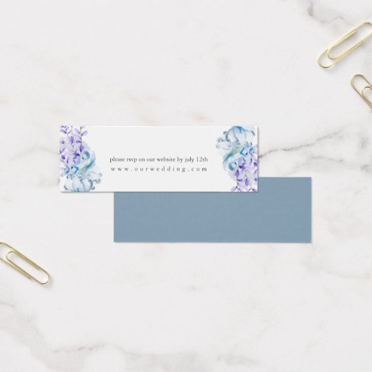 Dusty Blue Lavender Floral Wedding Website RSVP Mini Visitekaartjes (Kantoor)