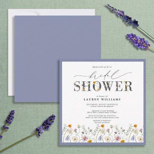 Dusty Blue Lavender Wildflower Vrijgezellenfeest Kaart
