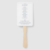 Dusty Blue Leafy Crest Monogram Weddenschap Handwaaier (Achterkant)