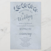 Dusty Blue Leaves Elegant Budget Wedding Programme (Voorkant)