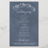 Dusty Blue Leaves Elegant Budget Wedding Programme (Achterkant)