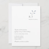 Dusty Blue Leaves Monogram Minimalist Chic Wedding Kaart (Voorkant)