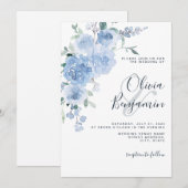 Dusty Blue Light Pastel Botanical Floral Wedding Kaart (Voorkant / Achterkant)