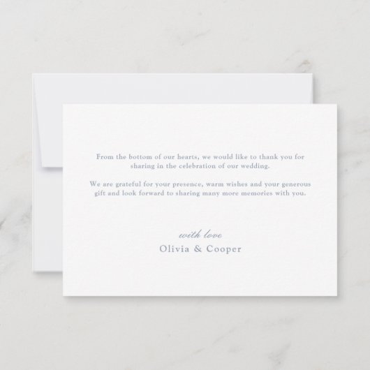 Dusty Blue Lijst Classic Wedding Bedankkaart (Achterkant)