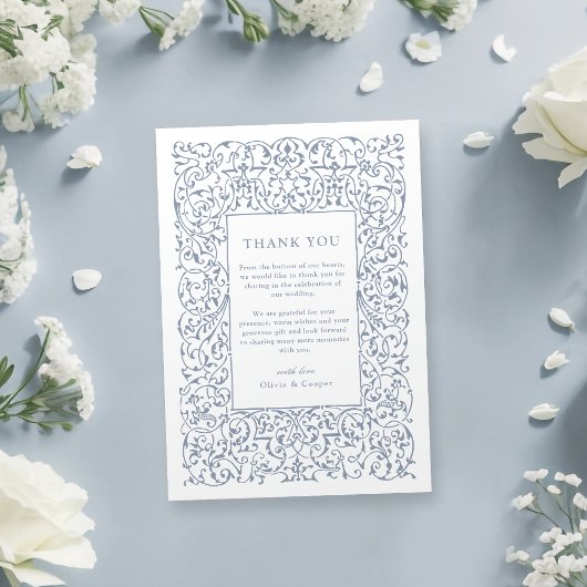 Dusty Blue   Lijst Classic Wedding Bedankkaart
