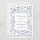 Dusty Blue Lijst Classic Wedding Kaart (Voorkant)