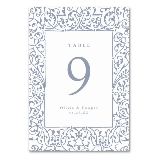 Dusty Blue Lijst Classic Wedding Kaart (Voorkant)