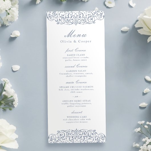 Dusty Blue Lijst Classic Wedding Menu