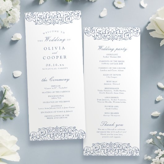 Dusty Blue Lijst Classic Wedding Programma