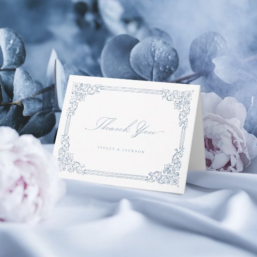 Dusty Blue  Lijst Elegant Script Bedankkaart