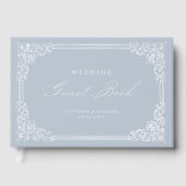 Dusty Blue  Lijst Elegant Script bruiloft Gastenboek (Voorkant)