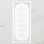 Dusty Blue  Lijst Elegant Script bruiloft Menu (Voorkant)