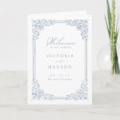 Dusty Blue  Lijst Elegant Script bruiloft Programma (Voorkant)