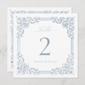 Dusty Blue  Lijst Elegant Script Table No. (Voorkant / Achterkant)