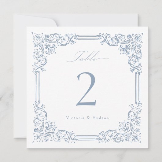 Dusty Blue Lijst Elegant Script Table No. (Achterkant)