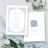 Dusty Blue Lijst Elegante bruiloft Details Informatiekaartje