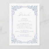 Dusty Blue Lijst Elegante bruiloft Details Informatiekaartje (Voorkant)