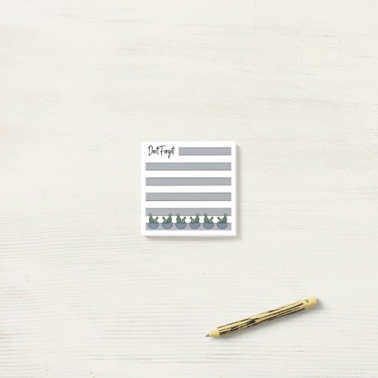 Dusty Blue | Lined | Potted Cacti -  Post-it® Notes (Op bureau)