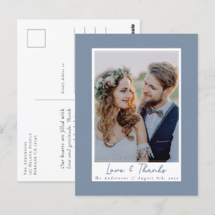 Dusty Blue Love and Bedankt Photo Weddenschap Hart Briefkaart