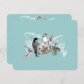 Dusty Blue Love Bird Weduwkaart RSVP Kaartje (Voorkant / Achterkant)