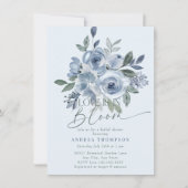 Dusty Blue Love in Bloom Bridal Shower Invitations (Devant)