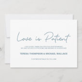 Dusty blue Love is Patiënt Wedding Postponed Kaart (Voorkant)