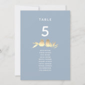 Dusty Blue Lovebirds Wedding Seating Card (Voorkant)