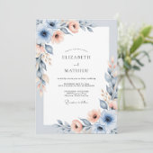Dusty Blue Luminous Meadow Wedding Kaart (Staand voorkant)
