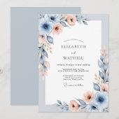 Dusty Blue Luminous Meadow Wedding Kaart (Voorkant / Achterkant)