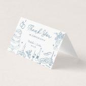 Dusty Blue main tiré Merci Mariage Whimsical (Front)