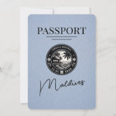 Dusty Blue Maldives Passport Faire-part de mariage (Dos)